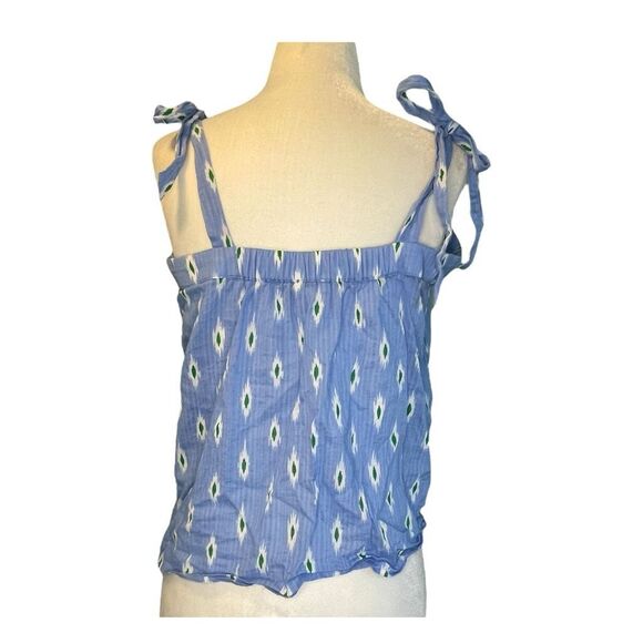 J. Crew Ikat Print Tie Shoulder Top Blue White Chambray Sleeveless S‎ - Picture 5 of 8